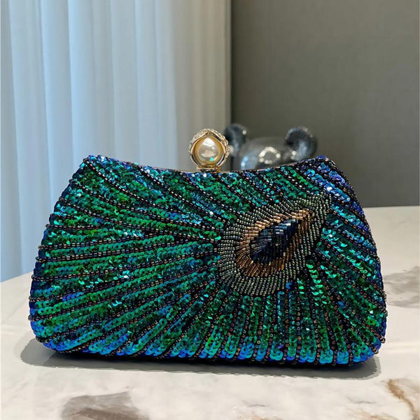 Versatile Gradient Sequin Pearl Handheld Evening Bag