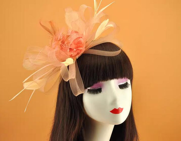 Feather Mesh Bow Jockey Club Hat